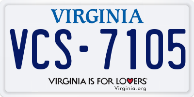 VA license plate VCS7105
