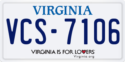 VA license plate VCS7106