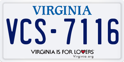 VA license plate VCS7116