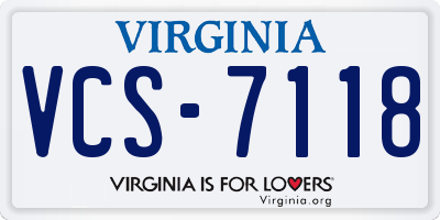 VA license plate VCS7118