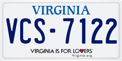 VA license plate VCS7122
