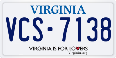 VA license plate VCS7138