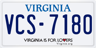 VA license plate VCS7180