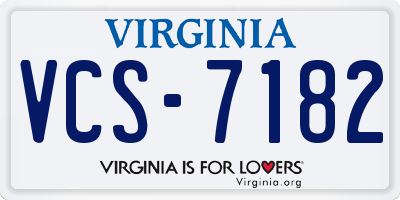 VA license plate VCS7182