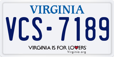 VA license plate VCS7189