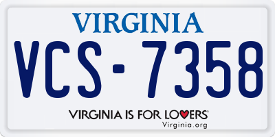 VA license plate VCS7358
