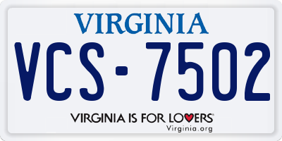 VA license plate VCS7502