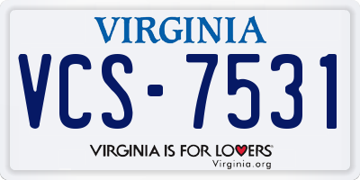 VA license plate VCS7531