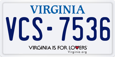 VA license plate VCS7536