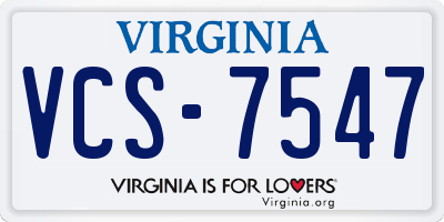 VA license plate VCS7547