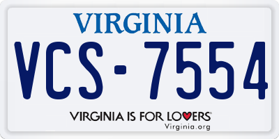 VA license plate VCS7554