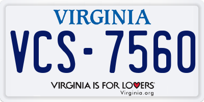 VA license plate VCS7560