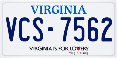VA license plate VCS7562