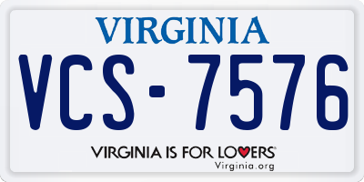 VA license plate VCS7576