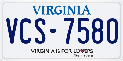 VA license plate VCS7580