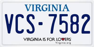 VA license plate VCS7582