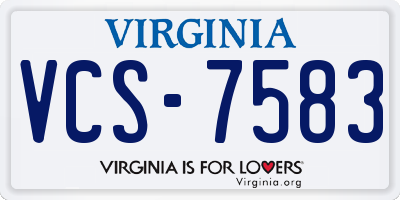 VA license plate VCS7583
