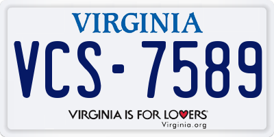 VA license plate VCS7589