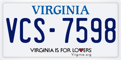 VA license plate VCS7598