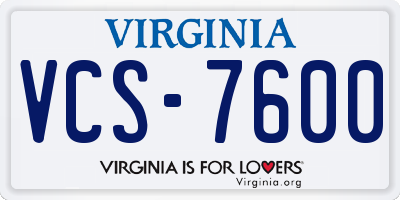 VA license plate VCS7600