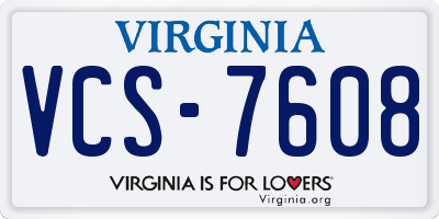VA license plate VCS7608