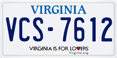 VA license plate VCS7612