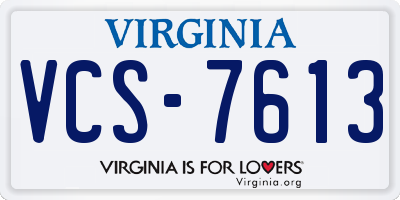 VA license plate VCS7613
