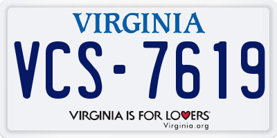 VA license plate VCS7619