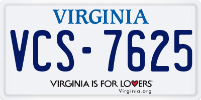 VA license plate VCS7625