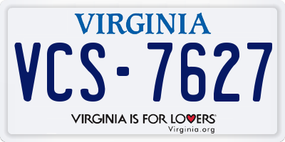 VA license plate VCS7627