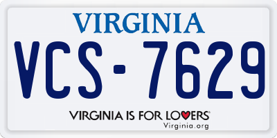 VA license plate VCS7629