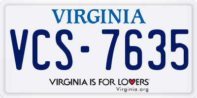 VA license plate VCS7635