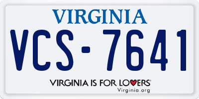 VA license plate VCS7641