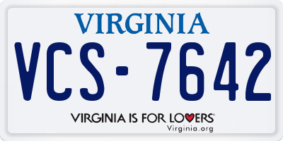 VA license plate VCS7642