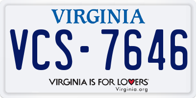 VA license plate VCS7646