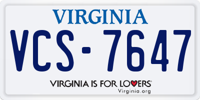 VA license plate VCS7647
