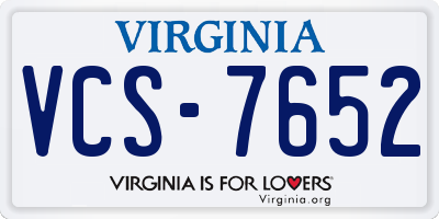 VA license plate VCS7652