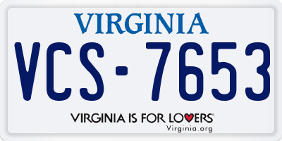 VA license plate VCS7653