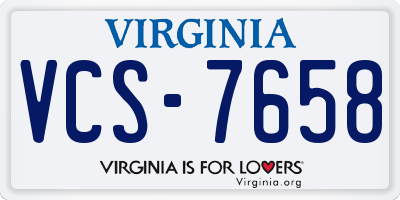 VA license plate VCS7658