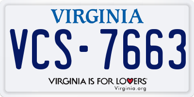 VA license plate VCS7663