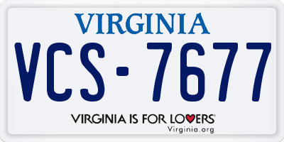 VA license plate VCS7677