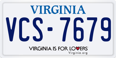 VA license plate VCS7679