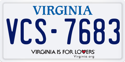 VA license plate VCS7683