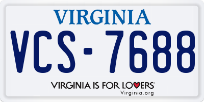VA license plate VCS7688