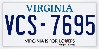 VA license plate VCS7695