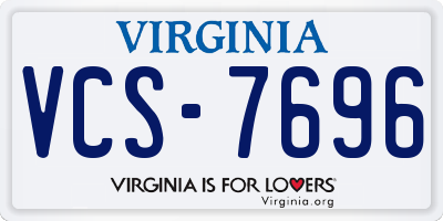 VA license plate VCS7696