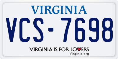 VA license plate VCS7698