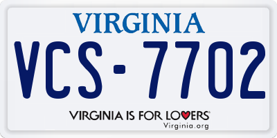 VA license plate VCS7702