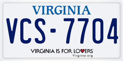 VA license plate VCS7704