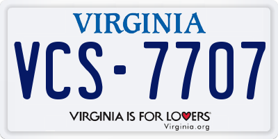 VA license plate VCS7707